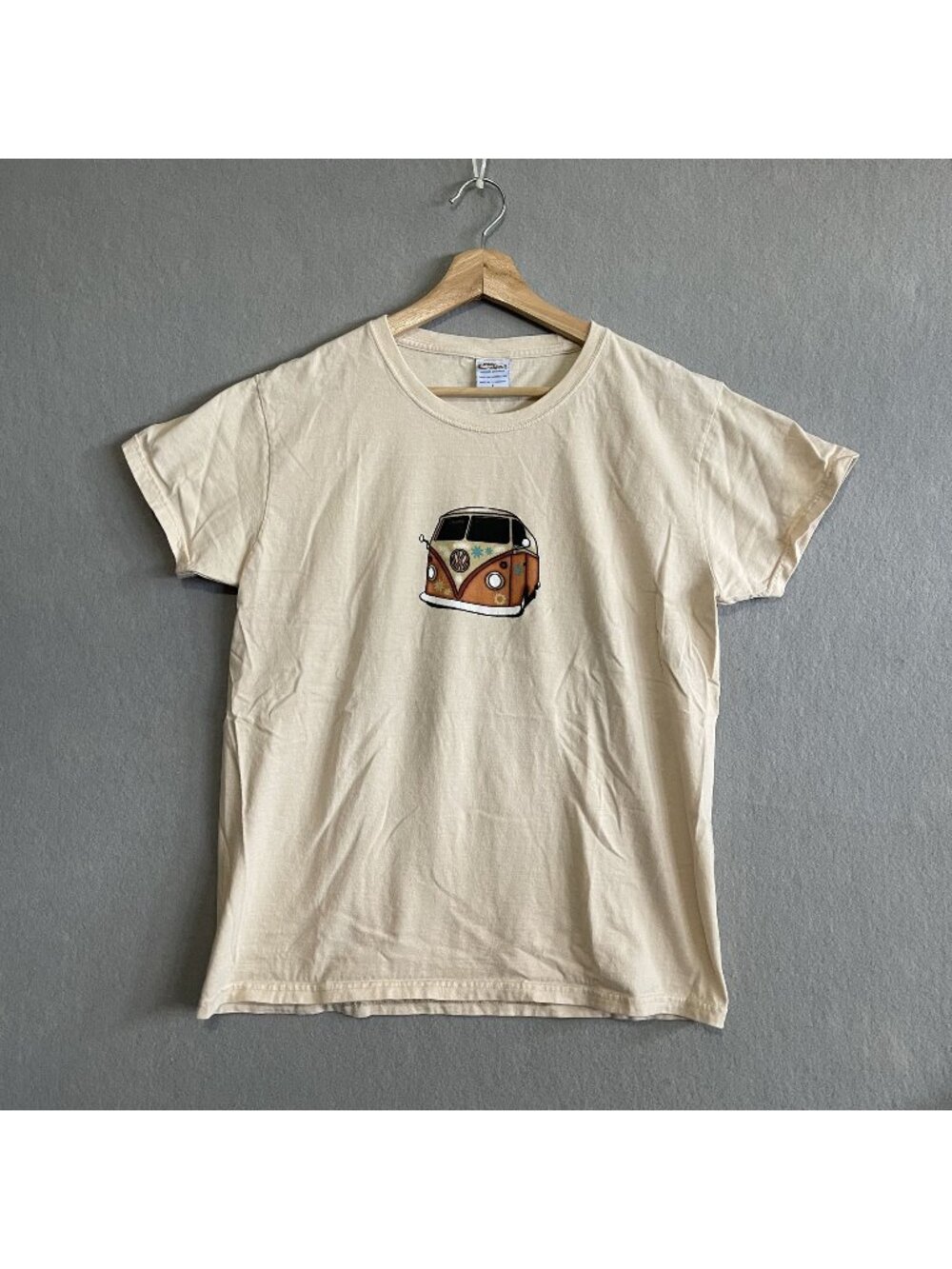 Retro Volkswagen Camper Van Graphic Cream T-Shirt By Crazy Shirts L